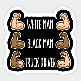 White man black man truck driver funny gym biceps fitness (light design) Sticker